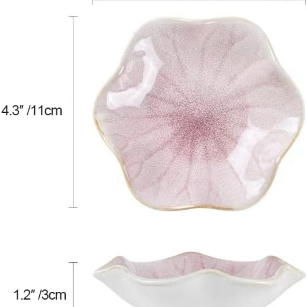 Lotus Leaf Shape Decorative Ring Tray, Small Key Bowl, Ceramic Trinket Tray Jewe - Picture 3 of 8